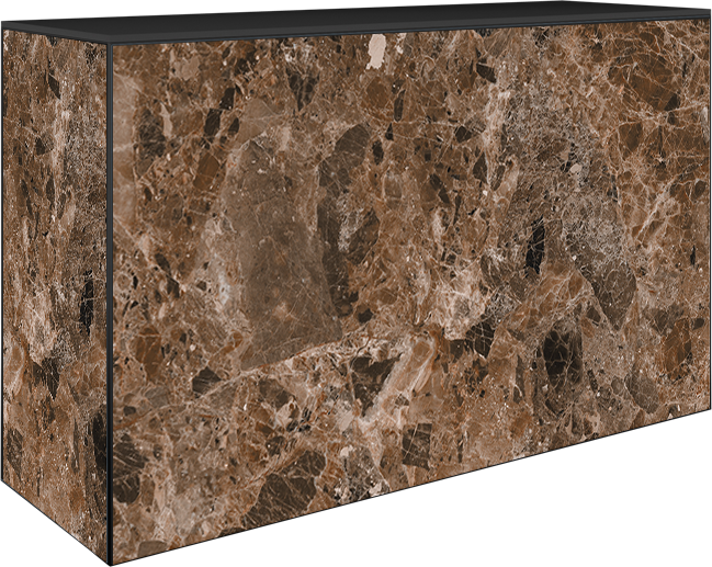 Art Series Service Bar Counter - Stone Emperador Brown - Black Top - 60 x 180 x 110cm H